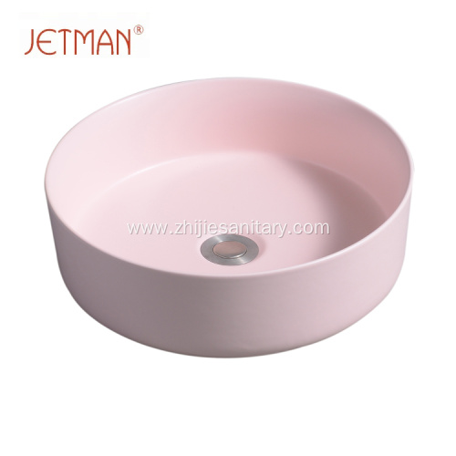 Pink color sink art basin ceramic